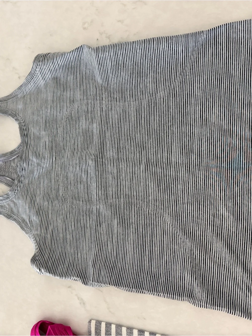 lululemon athletica Black & White Striped Racerback Tank Swiftly Tech Hip Length